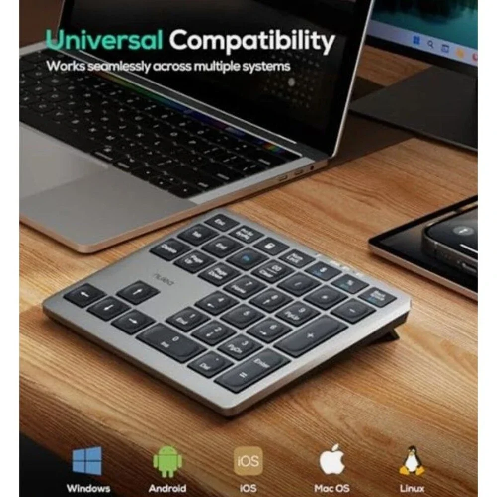 Nulea Bluetooth 5.0 & 2.4G Wireless 34-Key Numeric Keypad - USB-C Rechargeable